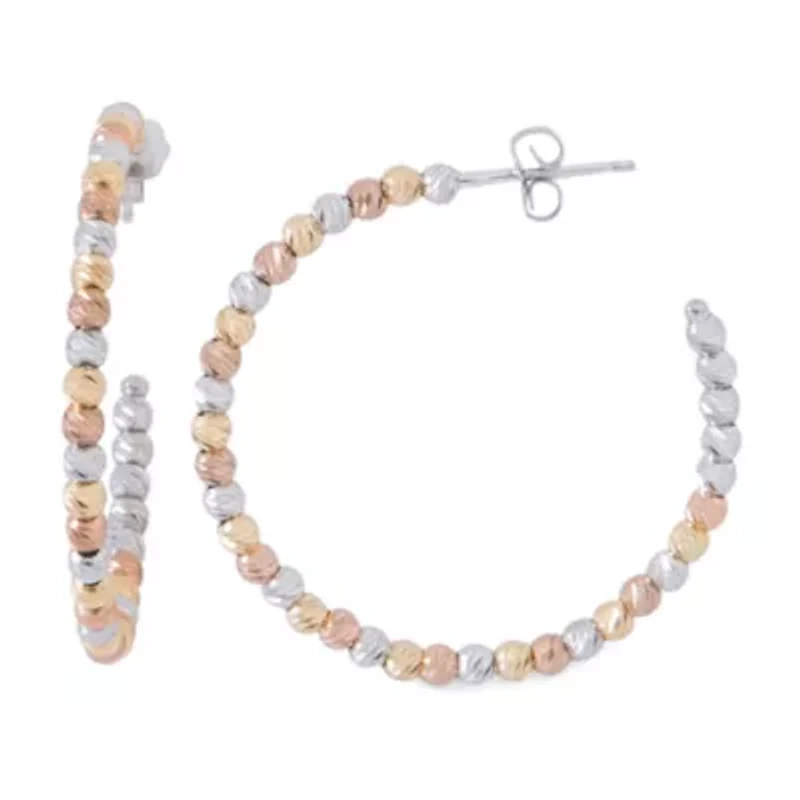 Womens 14K Tri-Color Gold Over Silver 32mm Hoop Earrings