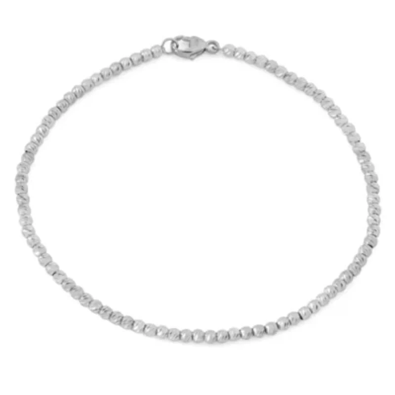 Womens Sterling Silver Beaded Bracelet
