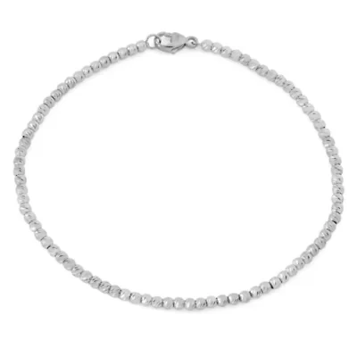 Womens Sterling Silver Beaded Bracelet