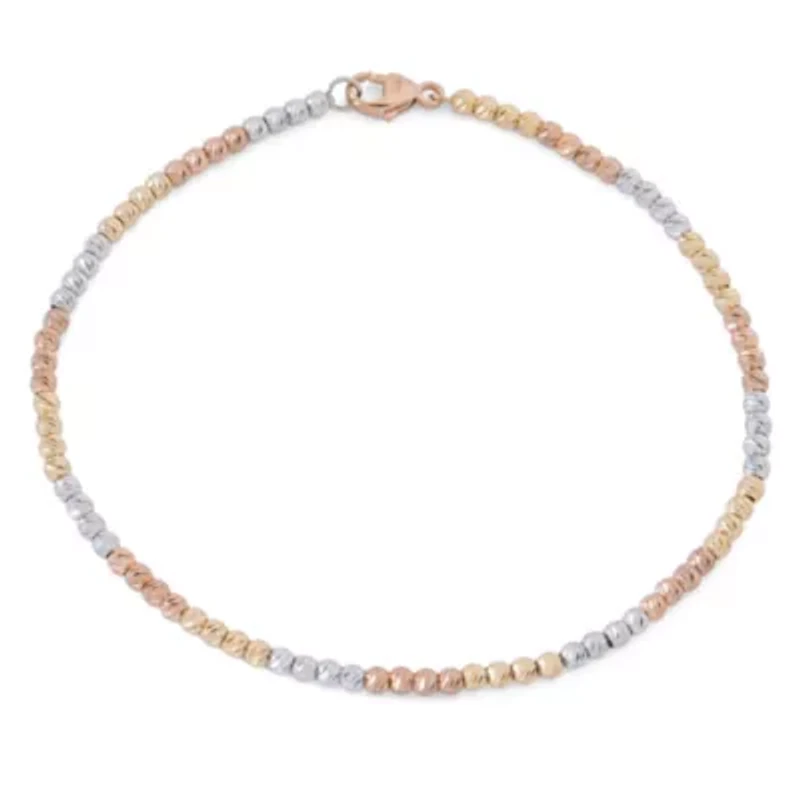 Womens 14K Tri-Color Gold Over Silver Beaded Bracelet