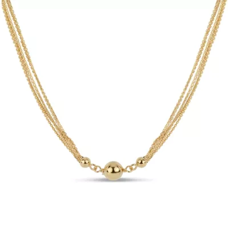 Womens 18K Gold Over Silver Round 18 Inch Pendant Necklace
