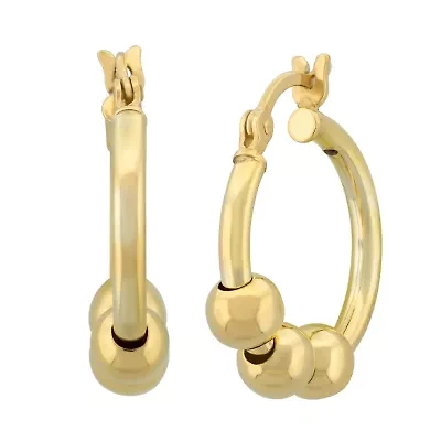 Womens 18K Gold Over Silver 25.4mm Hoop Earrings