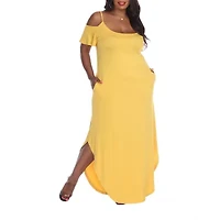 White Mark Lexi Womens Plus Short Sleeve Maxi Dress