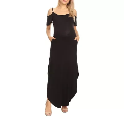 White Mark Womens Short Sleeve Maternity Maxi Dress