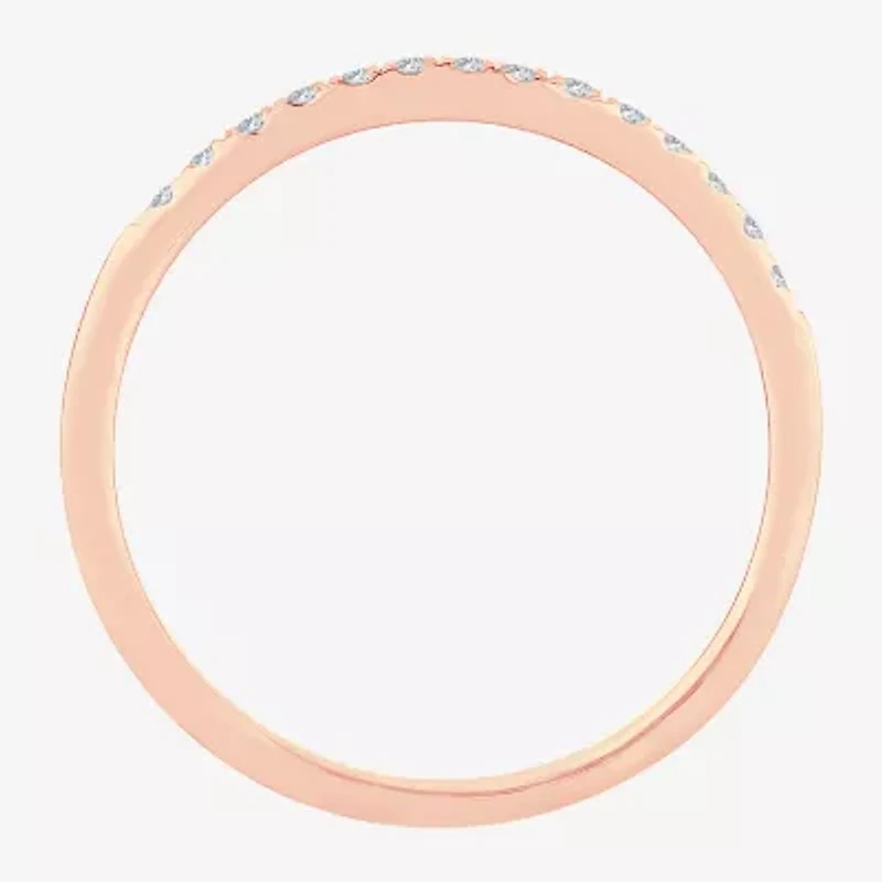 Womens Diamond Accent Natural White 10K Rose Gold Wedding Band