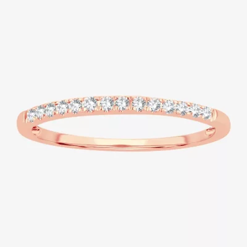 Womens Diamond Accent Natural White 10K Rose Gold Wedding Band