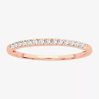 Womens Diamond Accent Natural White 10K Rose Gold Wedding Band