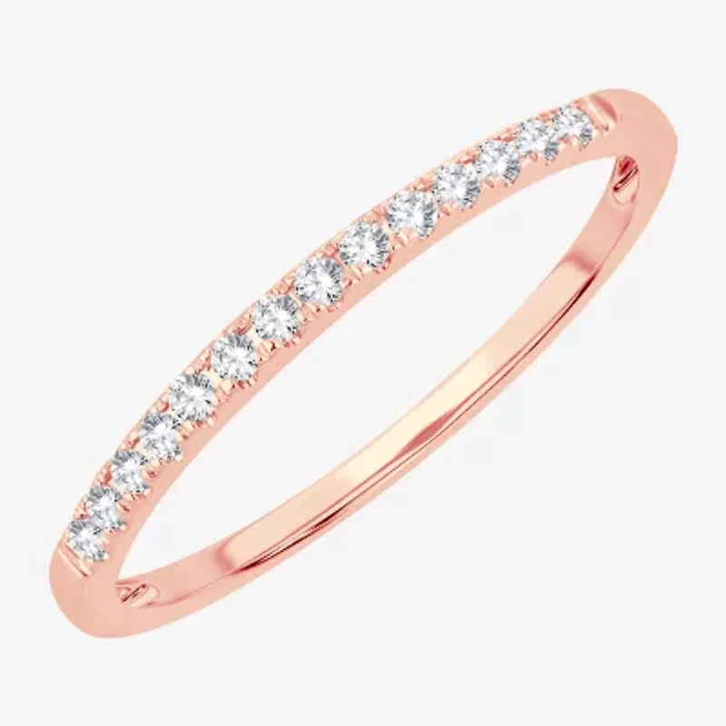 Womens Diamond Accent Natural White 10K Rose Gold Wedding Band