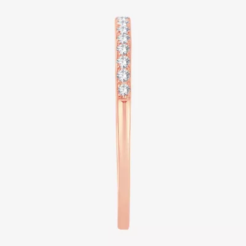 Womens Diamond Accent Natural White 10K Rose Gold Wedding Band