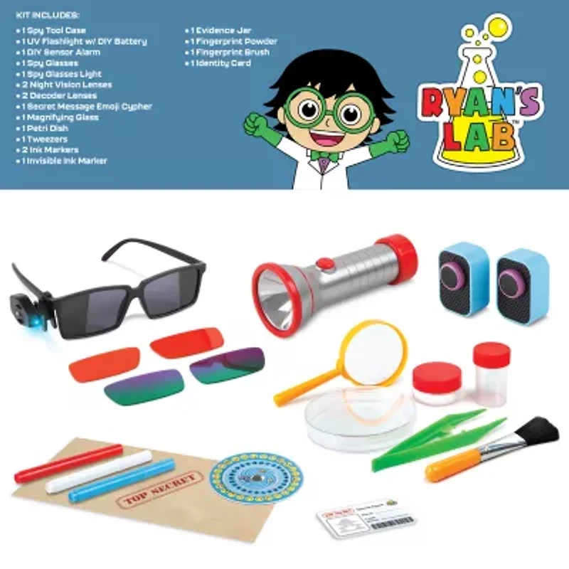 Ryan's World Toy Ultimate Spy Kit Briefcase with Flashlight Spy Glasses Secret Service Gear