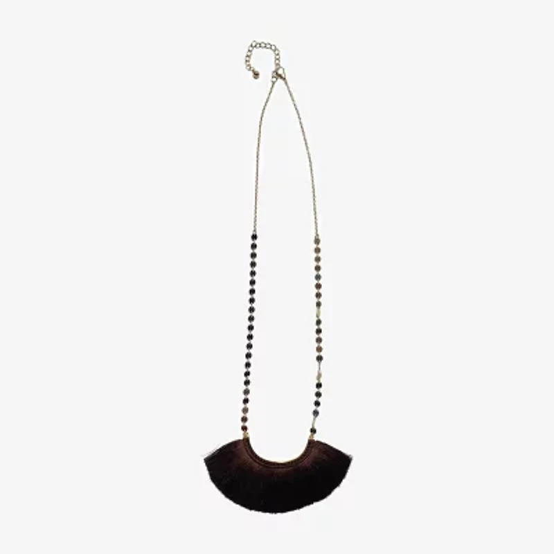 Bijoux Bar Fringe Womens 12 Inch Statement Necklace