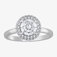 H-I / Si1) Womens 1 1/ CT. T.W. Lab Grown White Diamond 14K Gold Round Halo Engagement Ring