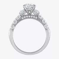 H-I / Si1) Womens 1 1/ CT. T.W. Lab Grown White Diamond 14K Gold Round Side Stone Engagement Ring