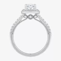 (H-I / Si1) Womens 1 1/3 CT. T.W. Lab Grown White Diamond 14K Gold Cushion Side Stone Halo Engagement Ring