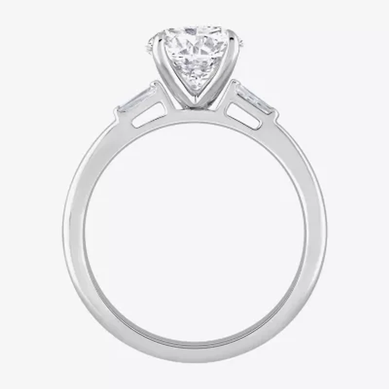 (H-I / Si1) Womens 1 1/10 CT. T.W.  Lab Grown White Diamond 14K Gold Round Side Stone Engagement Ring