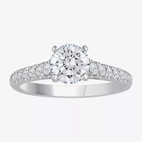 H-I / Si1) Womens 1 1/ CT. T.W. Lab Grown White Diamond 14K Gold Round Side Stone Engagement Ring