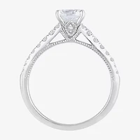 H-I / Si1) Womens 1 1/ CT. T.W. Lab Grown White Diamond 14K Gold Round Side Stone Engagement Ring