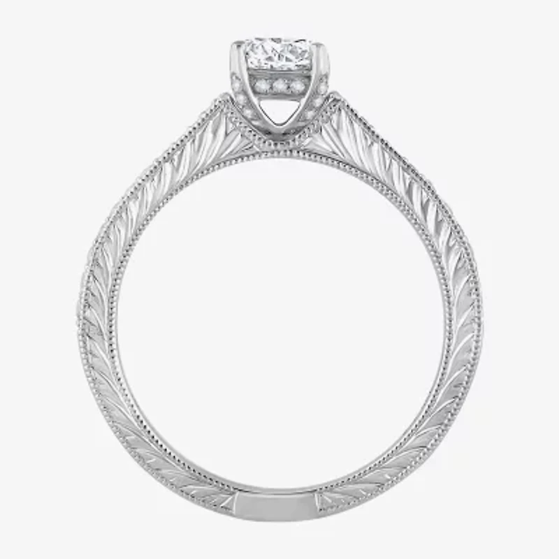 (H-I / Si1) Womens 1 1/4 CT. T.W. Lab Grown White Diamond 14K Gold Round Side Stone Engagement Ring