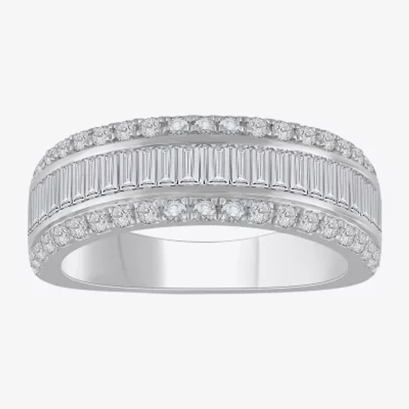 (H-I / Si1) Womens 4.5MM 1 1/10 CT. T.W.  Lab Grown White Diamond 14K Gold Anniversary Wedding Band