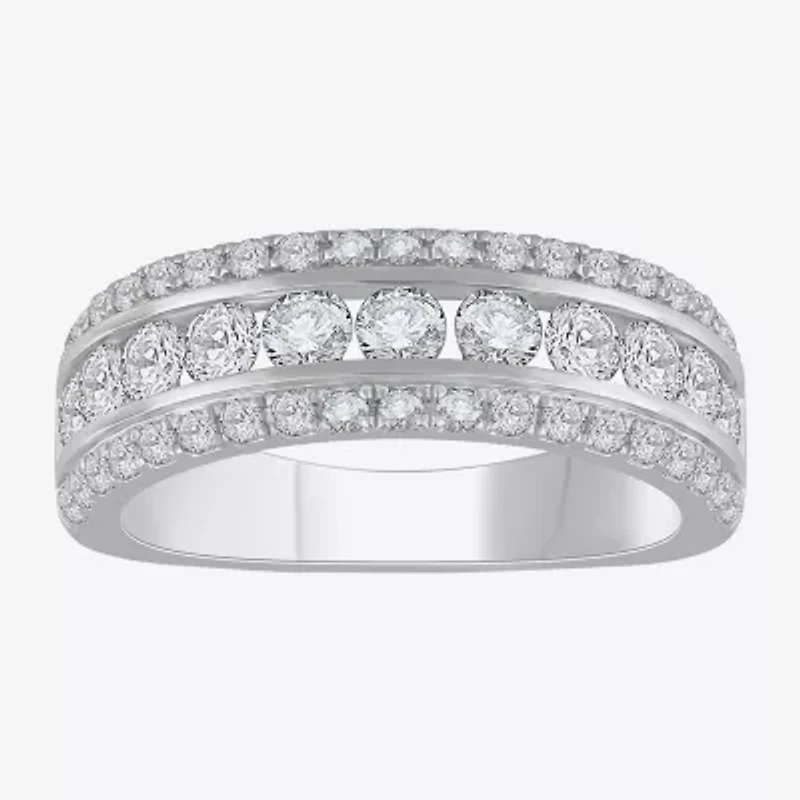 (H-I / Si1) Womens 4MM 1 1/2 CT. T.W. Lab Grown White Diamond 14K Gold Anniversary Wedding Band