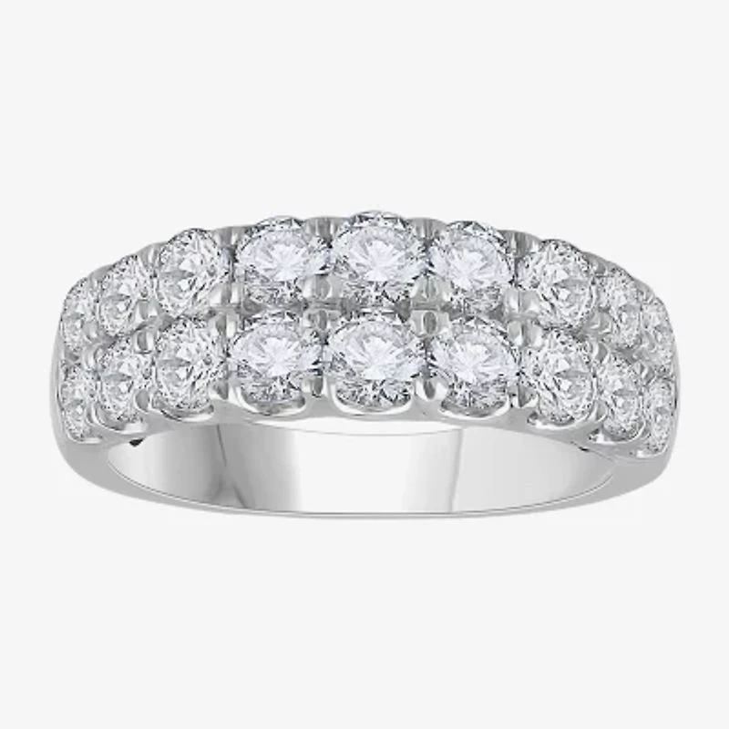 (H-I / Si1) Womens 3.5MM 2 CT. T.W. Lab Grown White Diamond 14K Gold Anniversary Wedding Band