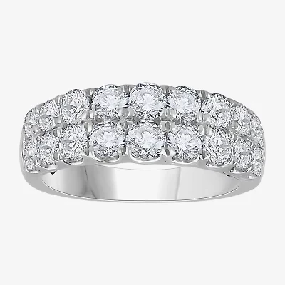 (H-I / Si1) Womens 3.5MM 2 CT. T.W. Lab Grown White Diamond 14K Gold Anniversary Wedding Band