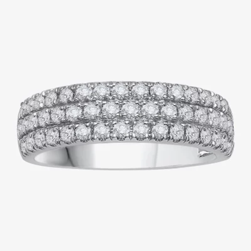 (H-I / Si1) Womens 4MM 1 CT. T.W. Lab Grown White Diamond 14K Gold Anniversary Wedding Band