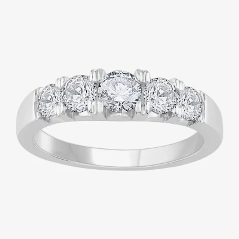 (H-I / Si1) Womens 1 CT. T.W. Lab Grown White Diamond 14K Gold 5-Stone Anniversary Band