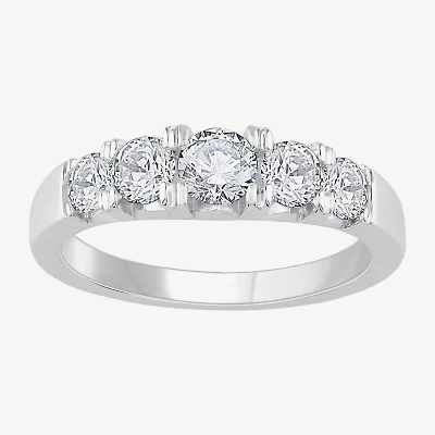 (H-I / Si1) Womens 1 CT. T.W. Lab Grown White Diamond 14K Gold 5-Stone Anniversary Band