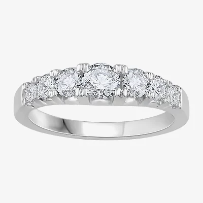 7-Stone (H-I / Si1) Womens 1 CT. T.W. Lab Grown White Diamond 14K Gold Anniversary Wedding Band