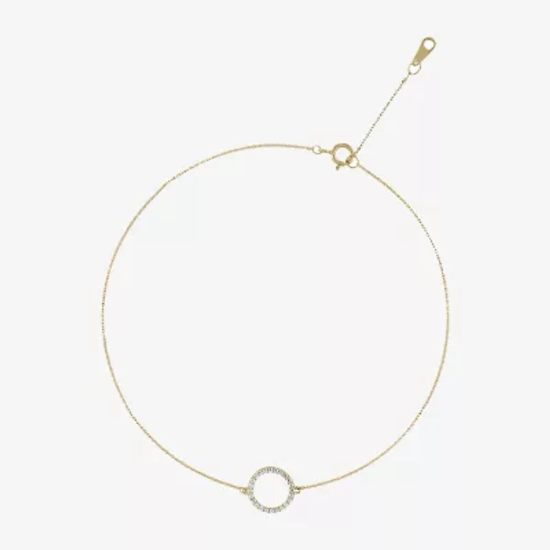 Womens 14K Gold 10 Inch Solid Cable Ankle Bracelet