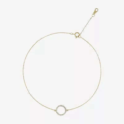 Womens 14K Gold 10 Inch Solid Cable Ankle Bracelet