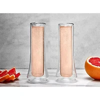 Joyjolt Cosmo Double Wall Stemless Glasses - 5 Oz - Set Of 2 Champagne Flutes