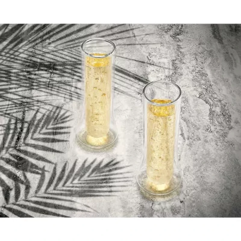 Joyjolt Cosmo Double Wall Stemless Glasses - 5 Oz - Set Of 2 Champagne Flutes