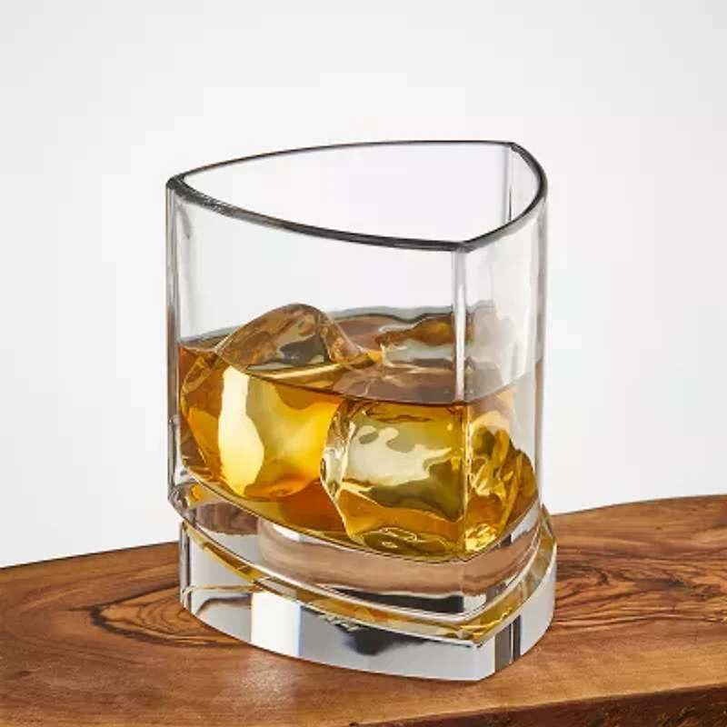 Joyjolt Aqua Vitae Triangle Off Base Whiskey Glasses - 9.9 Oz - Set Of 2 Double Old Fashioned