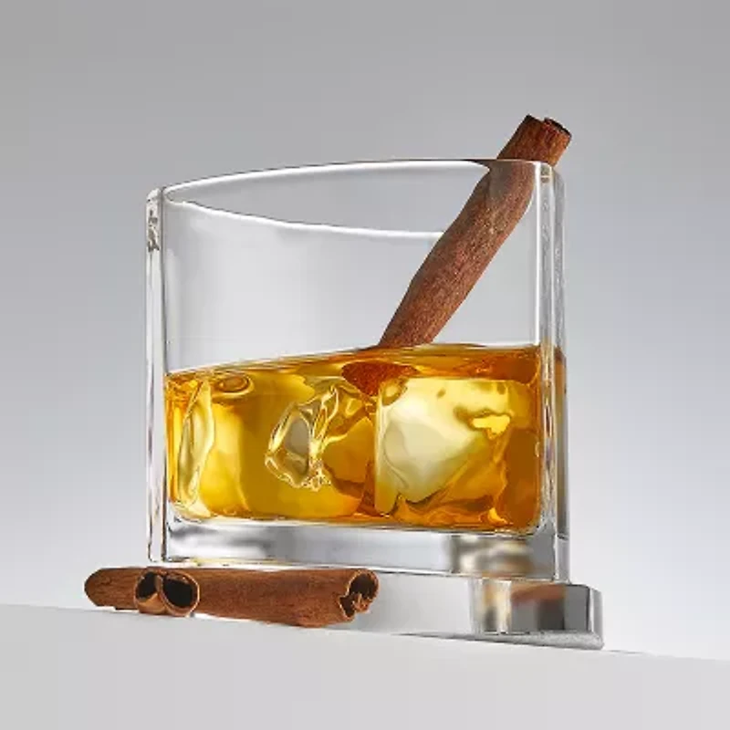 Joyjolt Aqua Vitae Triangle Off Base Whiskey Glasses - 9.9 Oz - Set Of 2 Double Old Fashioned