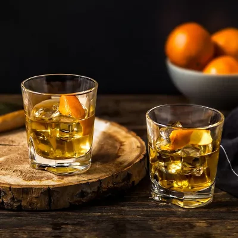 Joyjolt Carina Crystal Whiskey Glasses - 8.4 Oz - Set Of 2 Double Old Fashioned