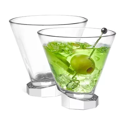 Joyjolt Aqua Vitae Octagon Off Base - 8.1 Oz - Set Of 2 Martini Glass
