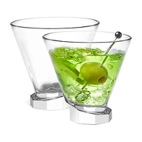 Joyjolt Aqua Vitae Octagon Off Base - 8.1 Oz - Set Of 2 Martini Glass