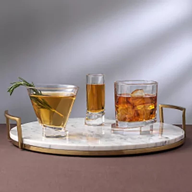 Joyjolt Aqua Vitae Octagon Off Base - 8.1 Oz - Set Of 2 Martini Glass