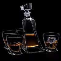 Joyjolt Atlas Whiskey 5-Piece Crystal Decanter Drinkware Set