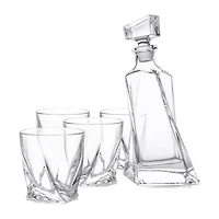 Joyjolt Atlas Whiskey 5-Piece Crystal Decanter Drinkware Set