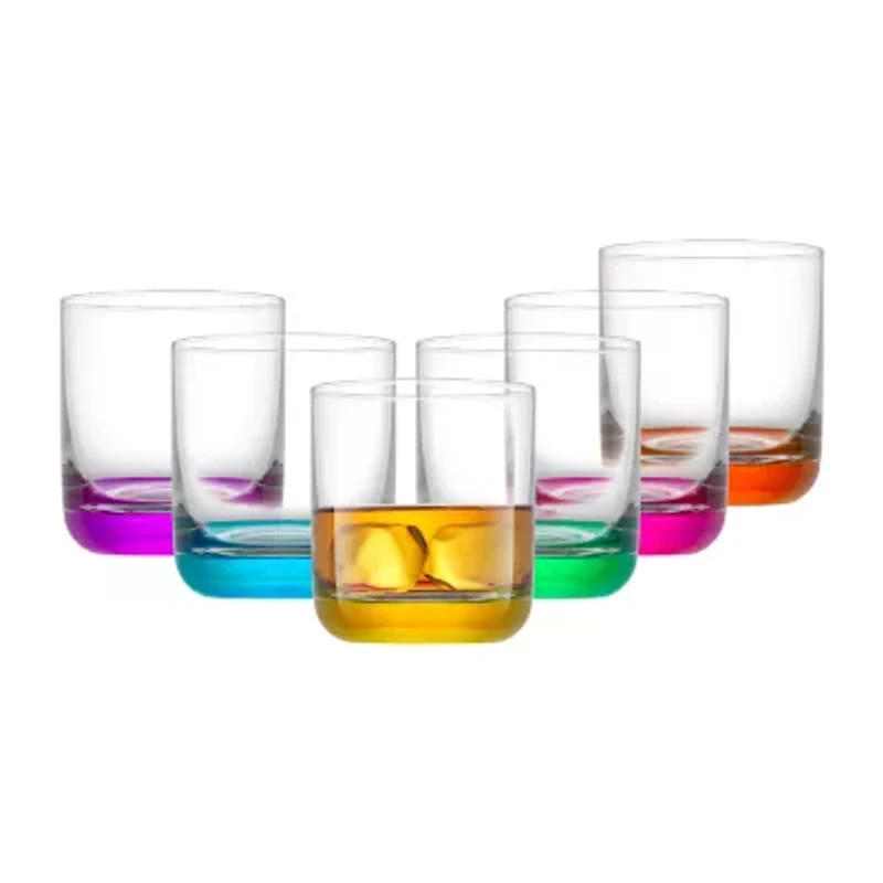 Joyjolt Hue Colored 6-pc. Whiskey Glass Double Old Fashioned