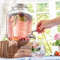 Joyjolt Glass Drink With Spigot; Ice Infuser; & Fruit Infuser - 1 Gallon Beverage Dispenser