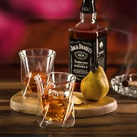Joyjolt Lacey Wall Whiskey Glasses - 10 Oz - Set Of 2 Double Old Fashioned