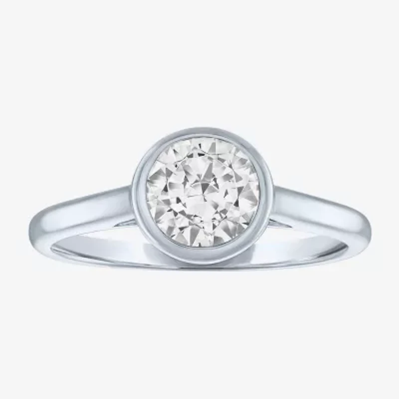 (G-H / Si2-I1) Womens 1 CT. T.W. Lab Grown White Diamond 14K Gold Round Solitaire Cocktail Ring
