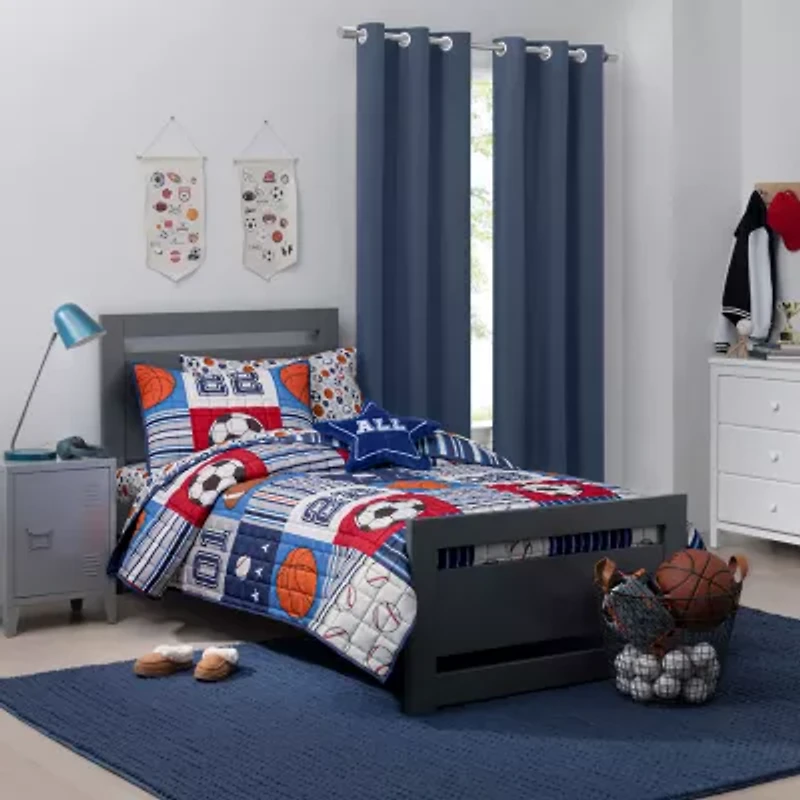 Under the Stars Kids Hayden Textured Grommet Top Energy Saving 100% Blackout Single Curtain Panel