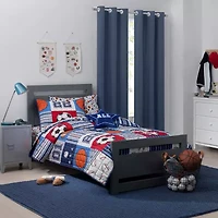Under the Stars Kids Hayden Textured Grommet Top Energy Saving 100% Blackout Single Curtain Panel
