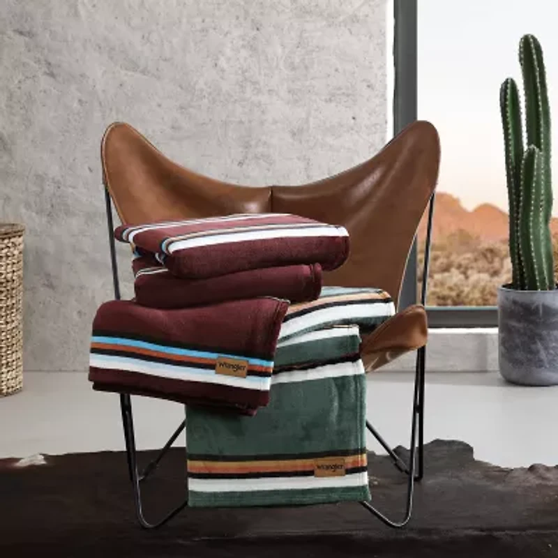 Wrangler Western Saddle Stripe Ultra Soft Blanket