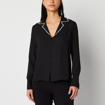 Worthington Womens Long Sleeve Cuffed Sleeve Regular Fit Button-Down Shirt